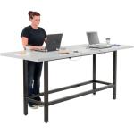Global Industrial Standing Height Table with 12 AC Power Outlets, 96" L x 36" W x 42" H, Gray Laminate Top, Black Steel Frame, Standing Rectangular Bar Table
