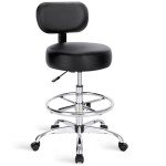 Adjustable Drafting Chair with Foot Rest - Black