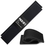 Axieso [THICK] Long Bar Mat 17.5 x 3.5" - 2 Pack Heavy Duty Non-Slip Rubber Spill Mat for Bartending, Home Bar, Coffee Station & Countertops – Easy-Clean Design Keeps Surfaces Dry