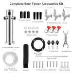 MRbrew Kegerator Tower Beer Tap Tower Dispenser 3 Faucet Beer Tower Draft Beer Dispenser Stainless Steel Keg Tap Tower 3'' Keg Tower Pre-assembled Line Beer Faucet Dispenser Kit For Home, Bar,Party