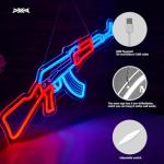 Gun Neon Sign AK 47 Sign for Wall Decor Large Size(26.5x8.7 Inch) Smart plug timer compatible USB Powered Man Cave Bedroom Decor