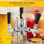 MRbrew Kegerator Tower Beer Tap Tower Dispenser 3 Faucet Beer Tower Draft Beer Dispenser Stainless Steel Keg Tap Tower 3'' Keg Tower Pre-assembled Line Beer Faucet Dispenser Kit For Home, Bar,Party