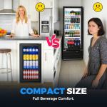 BINGERMA Under Counter Beverage Refrigerator 4.0 Cu.Ft, Glass Door Drink Fridge with Blue LED Light and Adjustable Temperature for Soda, Beer and Cans, Compact Mini Bar for Kitchen and Office