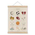 MAQIKA Sports Poster Framed with Wood Hanger,Sports Wall Art，Sports Soccer Football Wall Decor,Sports Baseball Basketball Canvas Wall Art Paints Sports Posters for Man Cave Kids Boys Room 12x16 Inch