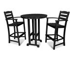 POLYWOOD La Casa Café Bar Set Black - 3 Piece Outdoor Bar Height Patio Furniture - High Top Bistro Table and Chairs - HDPE Lumber Construction - Modern Design