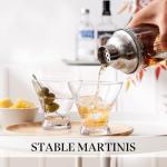 OUWO Martini Glasses Set of 4, 8oz Stemless Martini Cocktail Glasses for Margarita, Cosmopolitan, Manhattan, Home Bar, Gimlet, Pisco Sour, Brandy, Crystal Clear