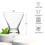 OUWO Martini Glasses Set of 4, 8oz Stemless Martini Cocktail Glasses for Margarita, Cosmopolitan, Manhattan, Home Bar, Gimlet, Pisco Sour, Brandy, Crystal Clear