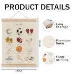 MAQIKA Sports Poster Framed with Wood Hanger,Sports Wall Art，Sports Soccer Football Wall Decor,Sports Baseball Basketball Canvas Wall Art Paints Sports Posters for Man Cave Kids Boys Room 12x16 Inch