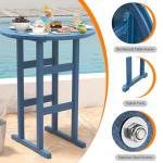 Sundale Outdoor 5 Pieces Adirondack Bar Set, Patio Counter Height Adirondack Chairs Set of 4 and Round Table, High Top HDPE Stools and Pub Table, Tall Bistro Dining Furniture Set for 4, Navy Blue