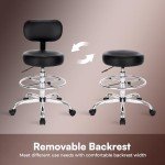 Adjustable Drafting Chair with Foot Rest - Black