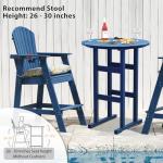Sundale Outdoor 5 Pieces Adirondack Bar Set, Patio Counter Height Adirondack Chairs Set of 4 and Round Table, High Top HDPE Stools and Pub Table, Tall Bistro Dining Furniture Set for 4, Navy Blue