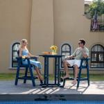 Sundale Outdoor 5 Pieces Adirondack Bar Set, Patio Counter Height Adirondack Chairs Set of 4 and Round Table, High Top HDPE Stools and Pub Table, Tall Bistro Dining Furniture Set for 4, Navy Blue