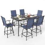 Sophia & William Outdoor Bar Set, Patio Bar Table and Chairs Set, Bar Height Patio Set - 4 x Swivel Bar Chairs(Blue), 1 x Rectangular Bar Table(Black)