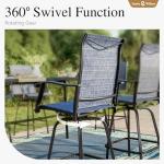 Sophia & William Outdoor Bar Set, Patio Bar Table and Chairs Set, Bar Height Patio Set - 4 x Swivel Bar Chairs(Blue), 1 x Rectangular Bar Table(Black)