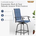 Sophia & William Outdoor Bar Set, Patio Bar Table and Chairs Set, Bar Height Patio Set - 4 x Swivel Bar Chairs(Blue), 1 x Rectangular Bar Table(Black)