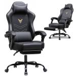 GTPLAYER Gaming Chair with Footrest, Recliner Chair with Headrest & Lumbar Support, Linkage Armrest,Ergonomic Gaming Chair 350lbs, High Back Office Home, Black