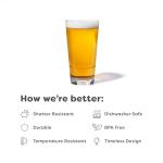 TOSSWARE RESERVE 16oz Stacking Pint, SET OF 4, Premium Quality, Dishwasher Safe & Heat Resistant Unbreakable Plastic Beer Glasses