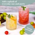 JPPSUJJ Vintage Hobnail Drinking Glasses Set of 8, 15 oz Highball Glasses & 12 oz Cocktail Glasses, Drinkware Kitchen Glasses for Cocktail, Iced Coffee, Beer, Ice Tea, Wine, Whiskey, Water