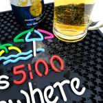 LIUISNEO Bar Mat, It's 5:00 Somewhere Parrot Design, Black with Star Pattern, 17x13 Inch, Anti-Slip Rubber for Countertop (Parrot, 17*13)