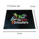 LIUISNEO Bar Mat, It's 5:00 Somewhere Parrot Design, Black with Star Pattern, 17x13 Inch, Anti-Slip Rubber for Countertop (Parrot, 17*13)