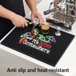 LIUISNEO Bar Mat, It's 5:00 Somewhere Parrot Design, Black with Star Pattern, 17x13 Inch, Anti-Slip Rubber for Countertop (Parrot, 17*13)