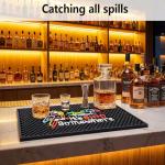 LIUISNEO Bar Mat, It's 5:00 Somewhere Parrot Design, Black with Star Pattern, 17x13 Inch, Anti-Slip Rubber for Countertop (Parrot, 17*13)