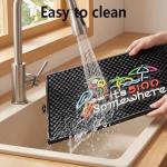 LIUISNEO Bar Mat, It's 5:00 Somewhere Parrot Design, Black with Star Pattern, 17x13 Inch, Anti-Slip Rubber for Countertop (Parrot, 17*13)