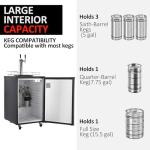 6.1 CF Beer Kegerator, Dual Tap Draft Beer Dispenser, Full Size Stainless Steel Keg Refrigerator With Drip Tray, 32°F- 50°F Temperature Control, 170L
