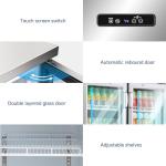 BODEGACOOLER Commercial Cooler with 2 Glass Doors,12 Cu.Ft Stainless Steel Counter Height Back Bar Refrigerator,Display Drink Beverage Fridge for Soda LED Lighting, SUS 304 Stainless Steel Exterior