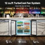 BODEGACOOLER Commercial Cooler with 2 Glass Doors,12 Cu.Ft Stainless Steel Counter Height Back Bar Refrigerator,Display Drink Beverage Fridge for Soda LED Lighting, SUS 304 Stainless Steel Exterior