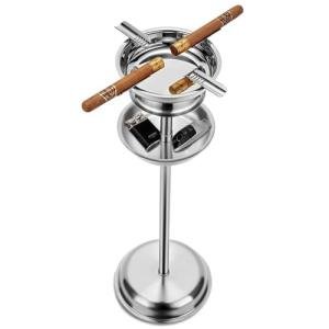 Floor Standing Cigar Ashtray for Outside Patio Indoor Outdoor Use, Detachable Accessory Tray Stable Polished Stainless Steel Standing Ashtray for Cigar Enthusiast