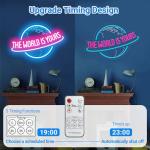 The World is Yours Neon Sign with Remote Dimmer, Ice Blue Pink Planet LED Neon Light Lamp for Wall Decor, Man Cave Home Bar Game Room Bedroom Birthday Gift Graduation Party