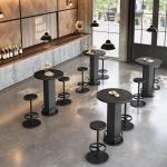 Tribesigns Round Commercial Dining Table Set of 6, 23.6" Heavy Duty Bar Table with Chairs, Wooden Kitchen Table for Restaurant, Cafe, Bakery, Apartment, Rustic Brown & Black