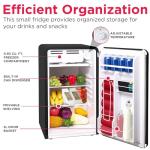 Frigidaire Retro Compact Refrigerator with Chiller, 3.2 cu ft Countertop Fridge, Built-In Bottle Opener, Rounded Corners, Premium, for Office, Bedroom, Dorm Room, Cabin, 18.5D x 20W x 31.5H (Black)