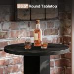 Tribesigns Round Commercial Dining Table Set of 6, 23.6" Heavy Duty Bar Table with Chairs, Wooden Kitchen Table for Restaurant, Cafe, Bakery, Apartment, Rustic Brown & Black