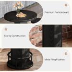 Tribesigns Round Commercial Dining Table Set of 6, 23.6" Heavy Duty Bar Table with Chairs, Wooden Kitchen Table for Restaurant, Cafe, Bakery, Apartment, Rustic Brown & Black