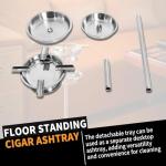 Floor Standing Cigar Ashtray for Outside Patio Indoor Outdoor Use, Detachable Accessory Tray Stable Polished Stainless Steel Standing Ashtray for Cigar Enthusiast