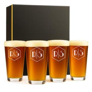 Custom Beer Glass Gifts for Men - Personalized Drinking Pint Glasses Etched for Husband, Dad, Boyfriend - Great for Valentine's, Housewarming, Birthday, Anniversary