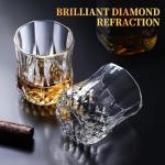 LUXULISH Diamond Whiskey Glasses Set of 6 with Compact Size, Premium Crystal Bourbon Scotch Glass for Men Dad, Solid Old Fashioned Glass Lowball Bar Glasses -7Oz