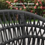 PURPLE LEAF 3 Pieces Outdoor Rattan 24" Counter Height Bar Stools and Table Set, Modern Upholstered Patio Bar Stool Bar Table for Indoor and Outdoor, Kitchen Island, Grey