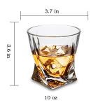KANARS Whiskey Glasses Set of 4, 10 Oz Crystal Old Fashioned Cocktail Glass in Gift Box, Twisted Lowball Bourbon Tumbler for Scotch Whisky Cognac, Rock Barware for Men Gift Christmas
