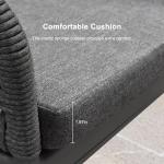 PURPLE LEAF 3 Pieces Outdoor Rattan 24" Counter Height Bar Stools and Table Set, Modern Upholstered Patio Bar Stool Bar Table for Indoor and Outdoor, Kitchen Island, Grey