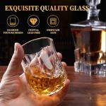 LUXULISH Diamond Whiskey Glasses Set of 6 with Compact Size, Premium Crystal Bourbon Scotch Glass for Men Dad, Solid Old Fashioned Glass Lowball Bar Glasses -7Oz