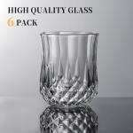 LUXULISH Diamond Whiskey Glasses Set of 6 with Compact Size, Premium Crystal Bourbon Scotch Glass for Men Dad, Solid Old Fashioned Glass Lowball Bar Glasses -7Oz