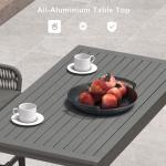 PURPLE LEAF 3 Pieces Outdoor Rattan 24" Counter Height Bar Stools and Table Set, Modern Upholstered Patio Bar Stool Bar Table for Indoor and Outdoor, Kitchen Island, Grey