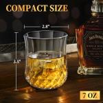 LUXULISH Diamond Whiskey Glasses Set of 6 with Compact Size, Premium Crystal Bourbon Scotch Glass for Men Dad, Solid Old Fashioned Glass Lowball Bar Glasses -7Oz