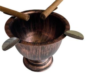 U.Like Relax Zone Cigar Ashtray Made In Iron Metal Tall Deep Bowl Box Pressed Wind Resistant Ashtray With 4 Stirrup (Brushed Copper)