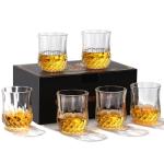 LUXULISH Diamond Whiskey Glasses Set of 6 with Compact Size, Premium Crystal Bourbon Scotch Glass for Men Dad, Solid Old Fashioned Glass Lowball Bar Glasses -7Oz