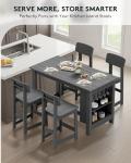 SERWALL 10-Piece HDPE Counter Height Dining Table Sets with Storage and Wine Rack, 2 Rectangular Bar Table with Bar Stools Set of 8 for Garden, Backyard, Kitchen, Gray