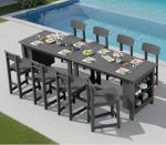 SERWALL 10-Piece HDPE Counter Height Dining Table Sets with Storage and Wine Rack, 2 Rectangular Bar Table with Bar Stools Set of 8 for Garden, Backyard, Kitchen, Gray